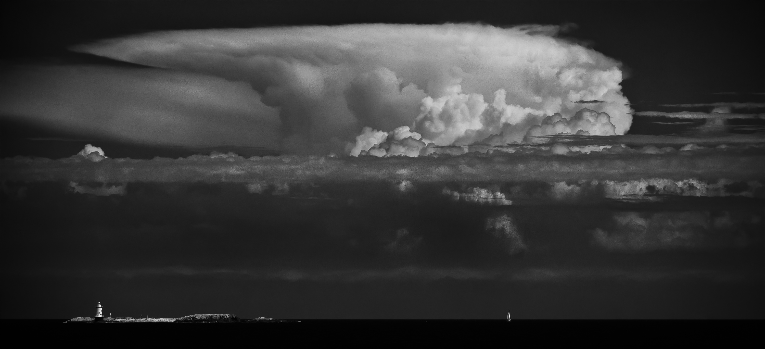 Black and white storm landscape